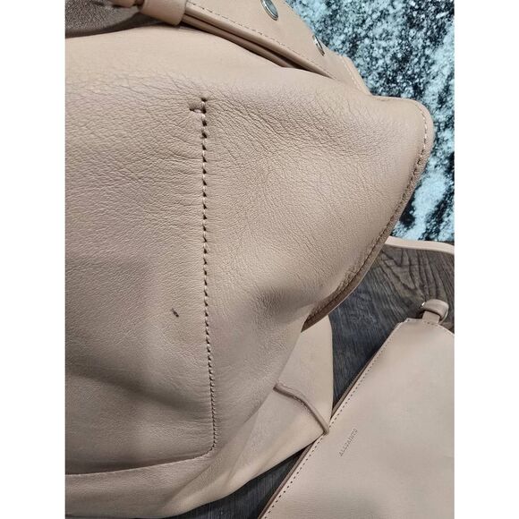 ALLSAINTS Captain Tote N/S Leather Nude Pink Large with Pouch - Picture 9 of 16